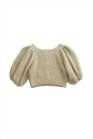 Louiza Babouryan Puff Sleeve Sweater Champagne
