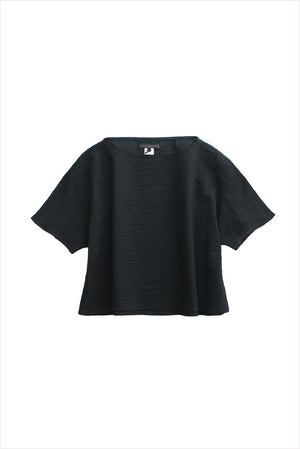 Louiza Babouryan Textured Cotton Top Black
