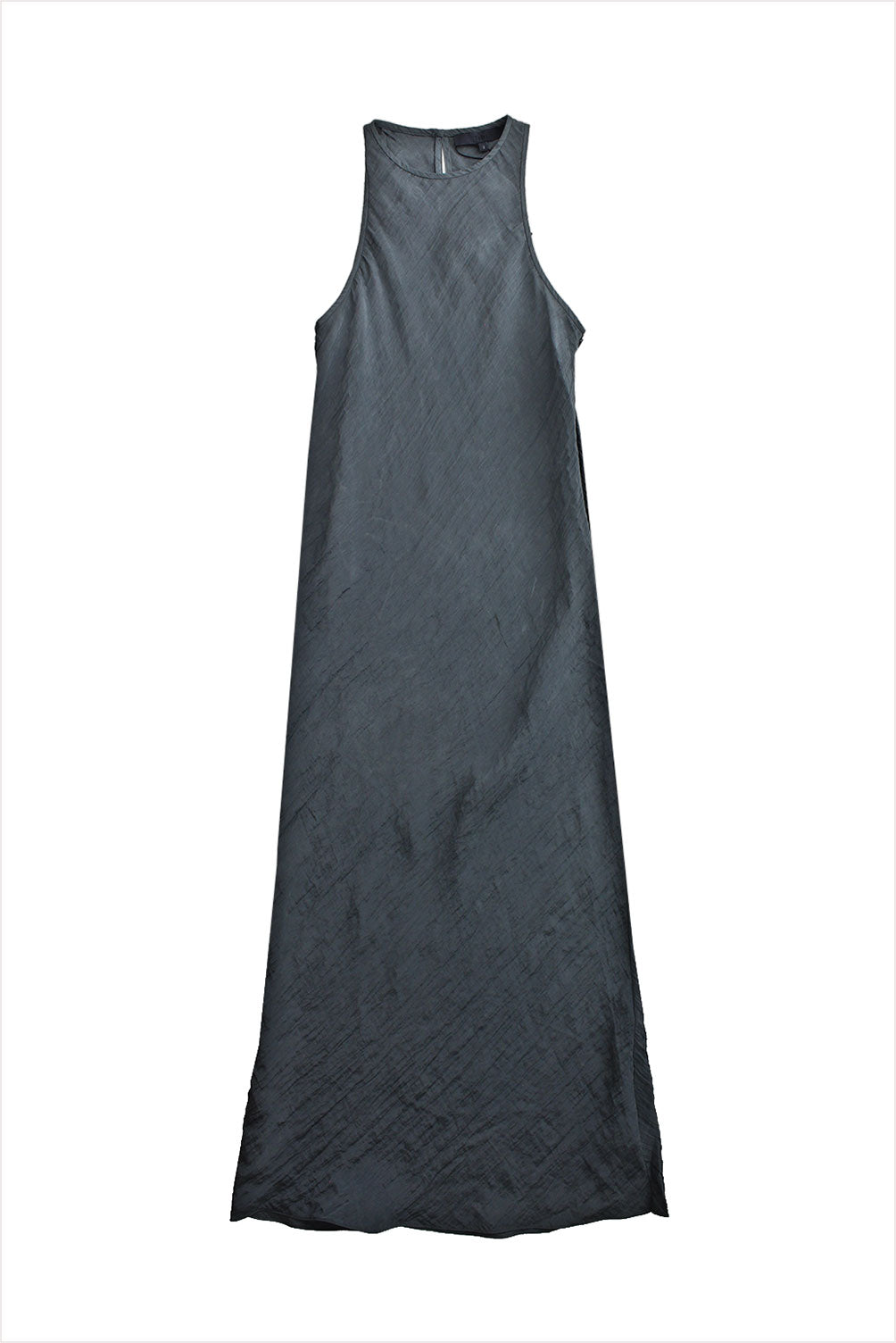 Tibi Crinkle Slip Midi Bias Dress Dark Grey