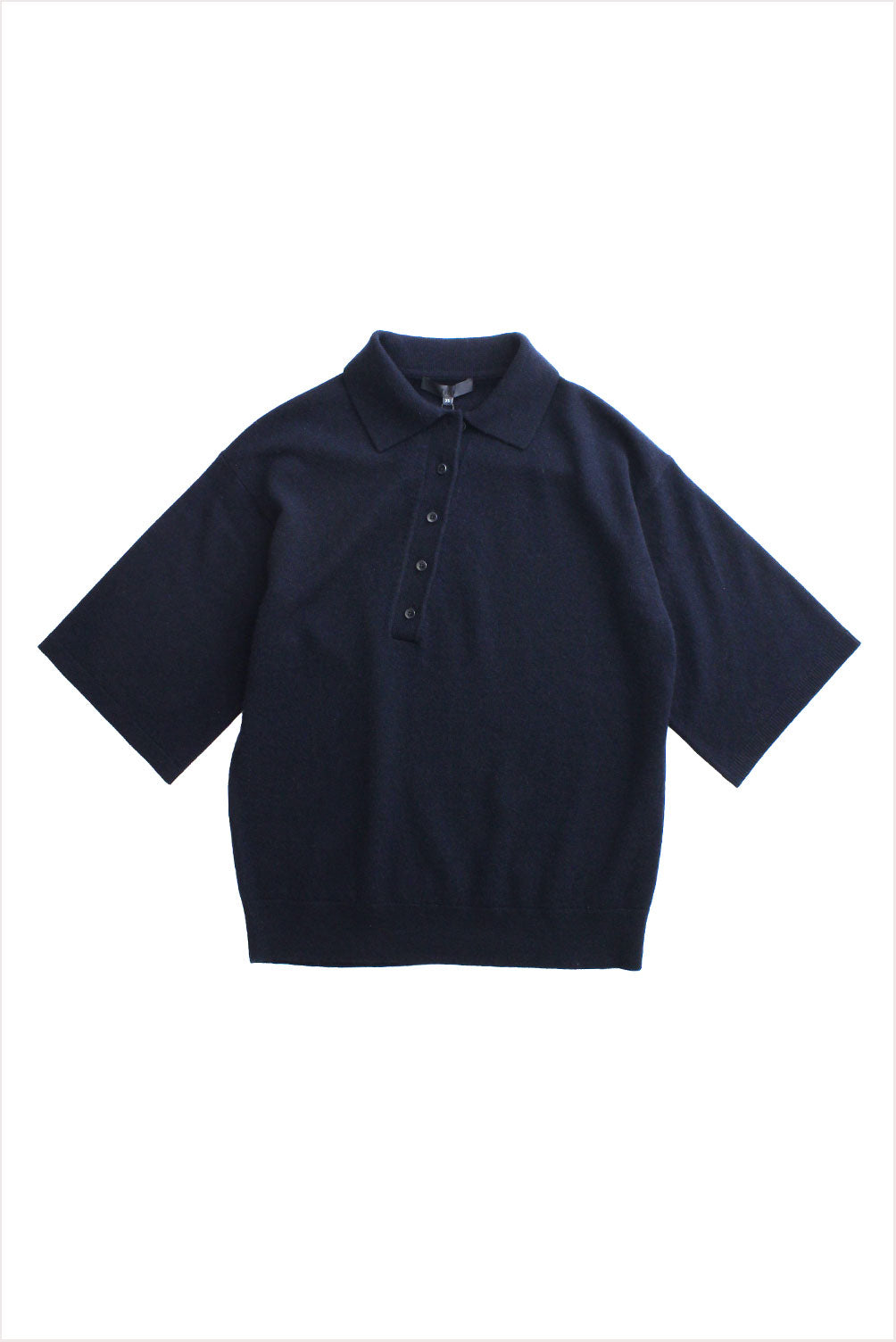 Tibi Washable Cashmere Oversized Easy T Polo Navy