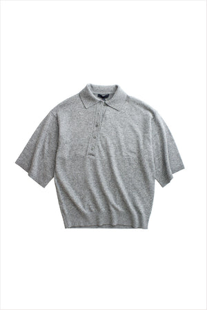 Tibi Cashmere Oversized Easy T Polo Heather Grey