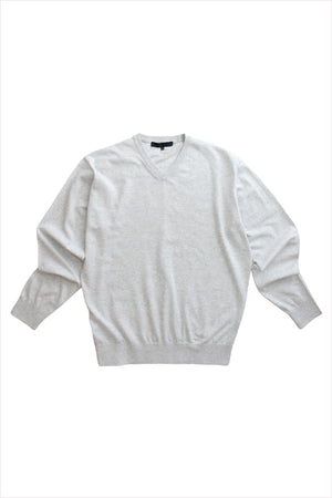 Tibi Fine V Neck Pullover Light Heather Grey