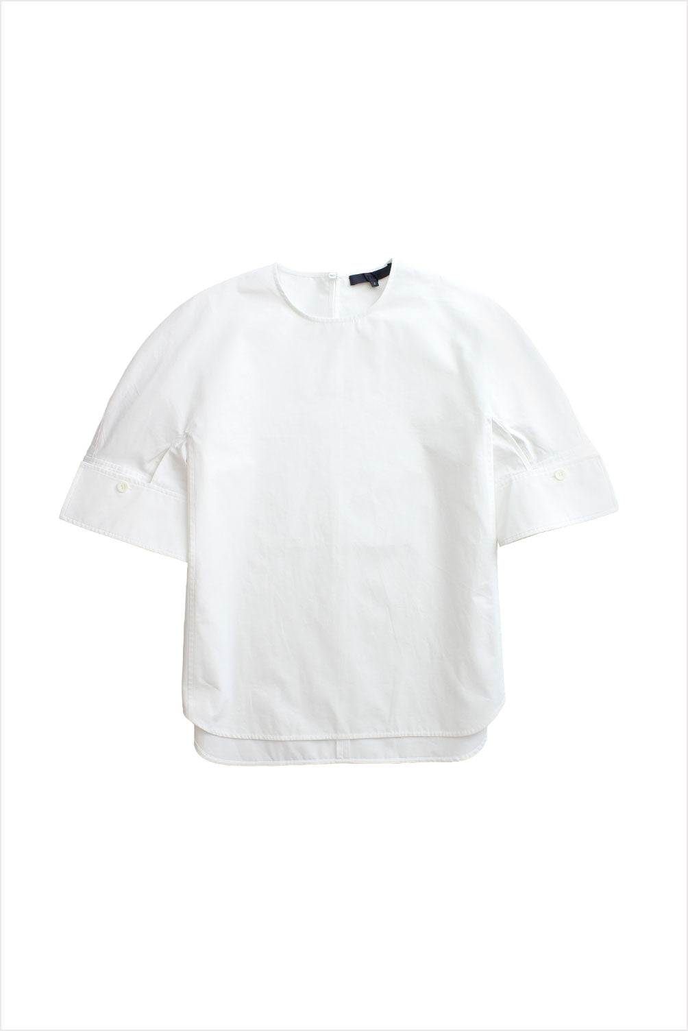 Tibi Poplin Reverse Sleeve Top White
