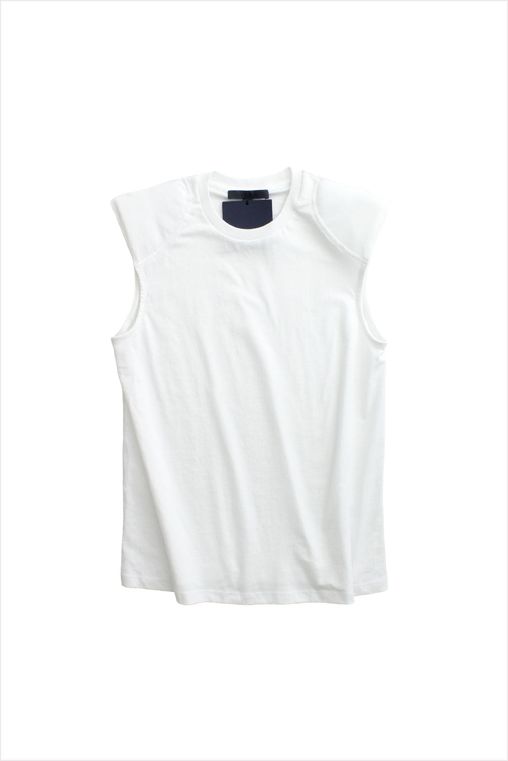 Tibi Padded Shoulder Sleeveless Top White