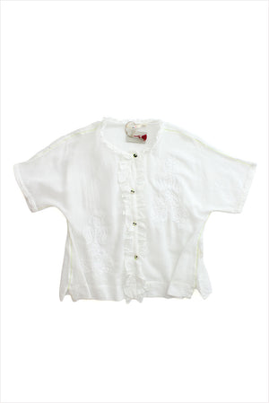 Injiri Herbarium 100 White Short Sleeve Blouse