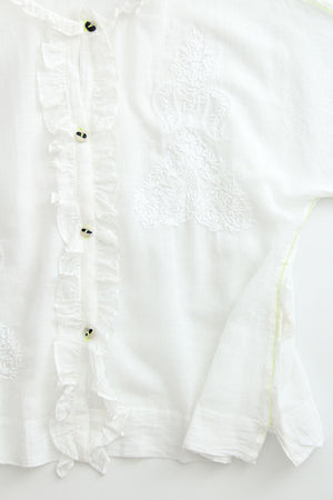 Injiri Herbarium 100 White Short Sleeve Blouse