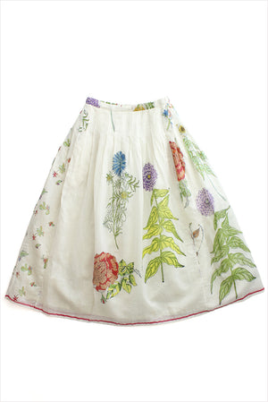 Injiri Herbarium 133 Floral Skirt with Red Stripe Hem