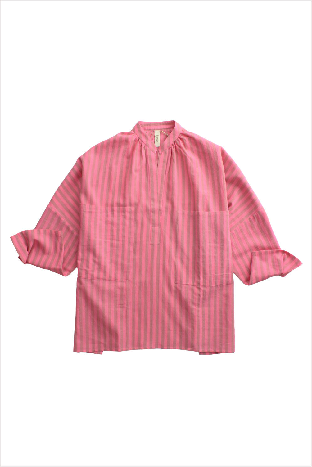 Two New York Long Sleeve Pocket Shirt Pink Buff Stripe
