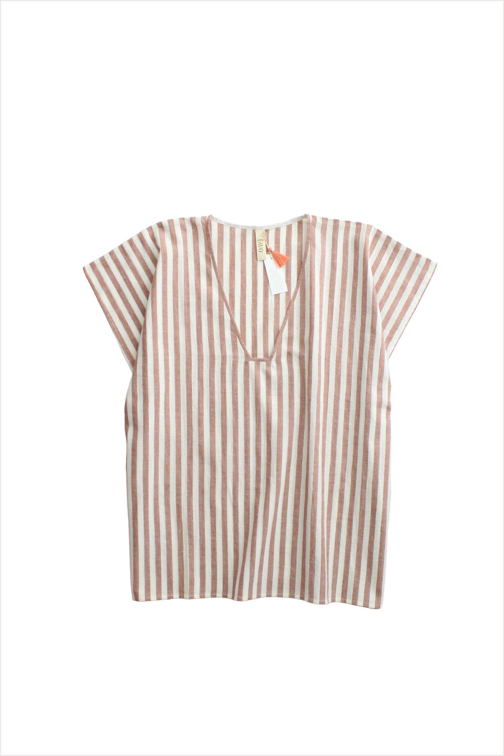 Two New York Tie Skirt with Slit Terracotta Stripe