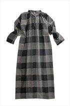 Two New York Tie Collar Caftan Black Plaid