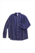 Two New York Round Collar Button Shirt Blue Stripe