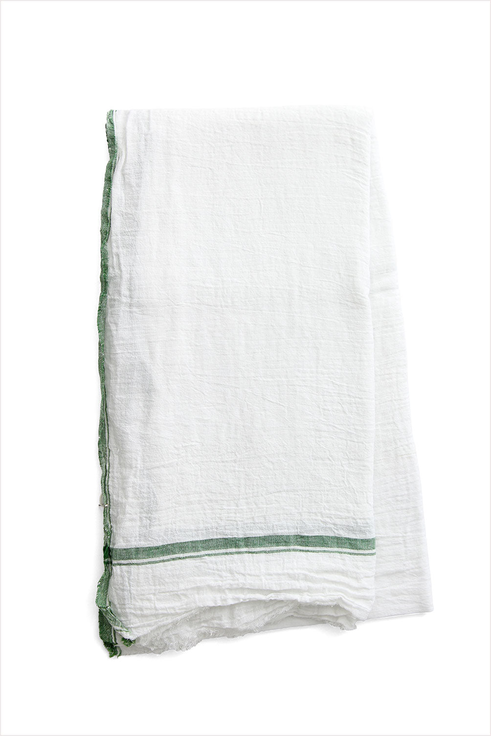 White Tea Towels Green Stripe