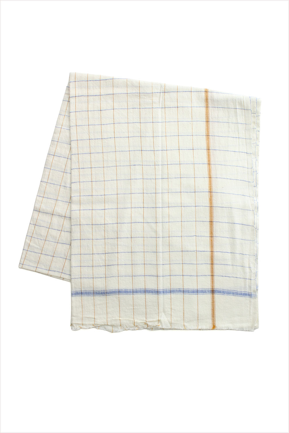 White Tea Towels Brown and Blue Stripe