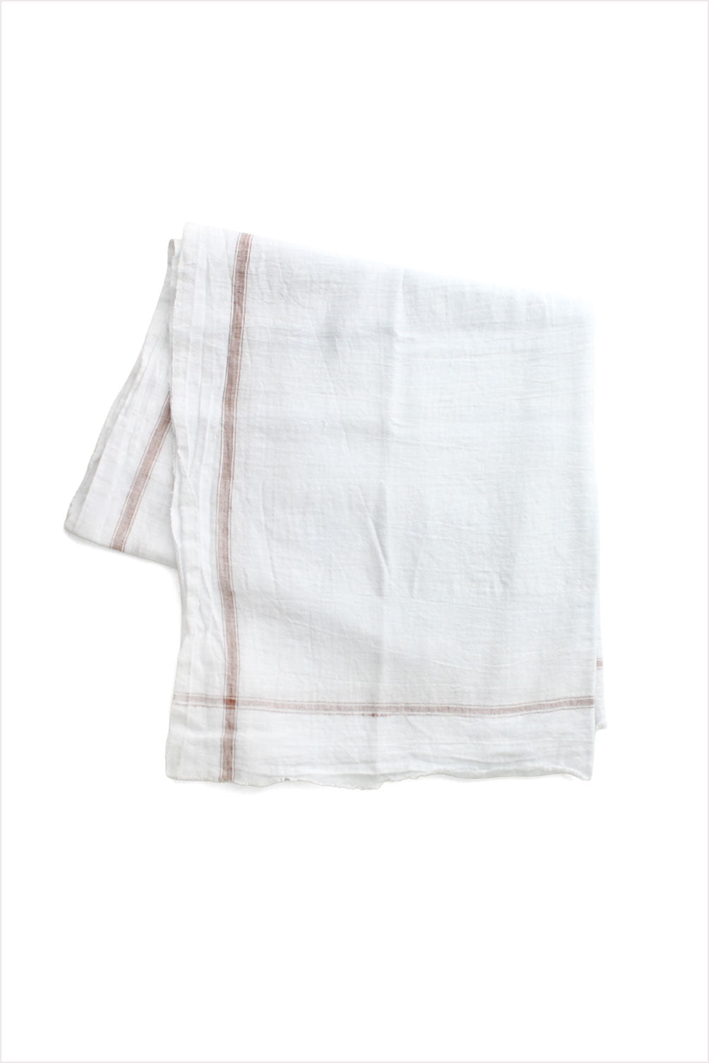 White Tea Towels Brown Stripe