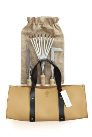 Garden Tool Set with Leather Garden Bag