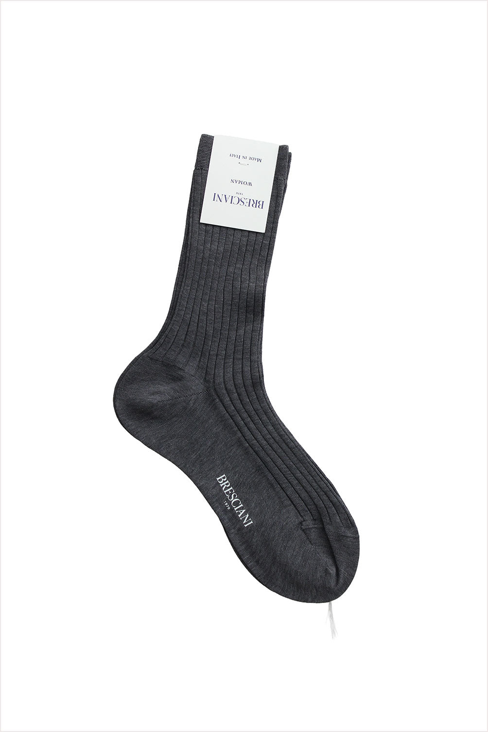 Bresciani Women's Cotton Rib Socks Dark Grey