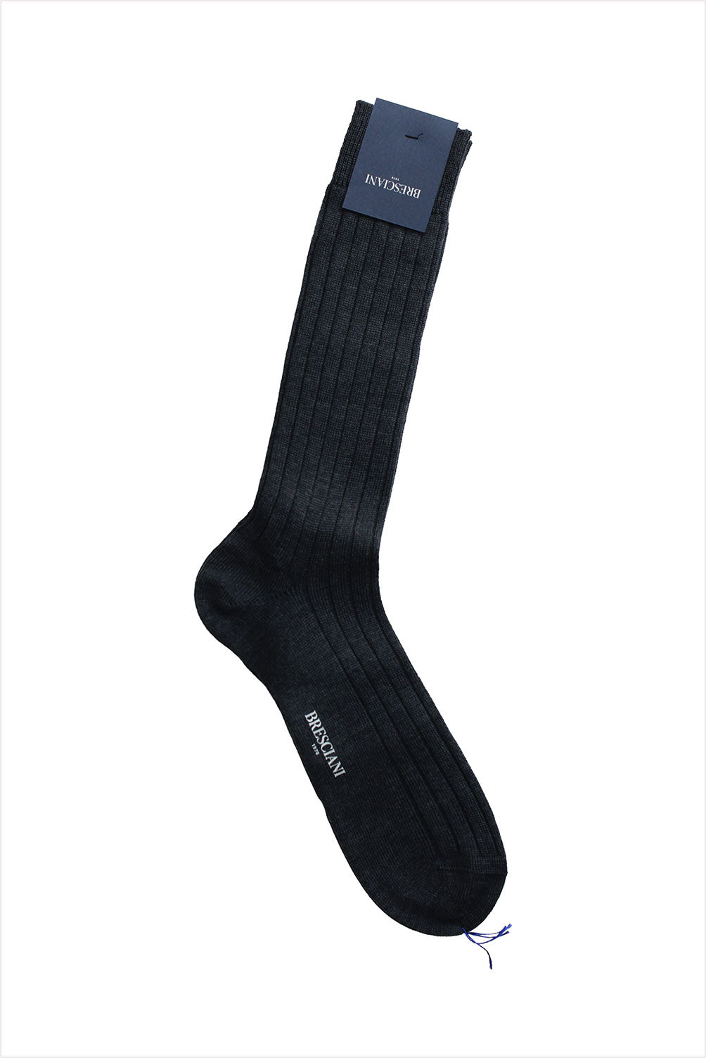 Bresciani Men's Wool Rib Socks Anthracite