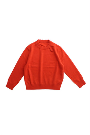 Hannayoo Works No.193 Mute Pull Crewneck Vermillion Red