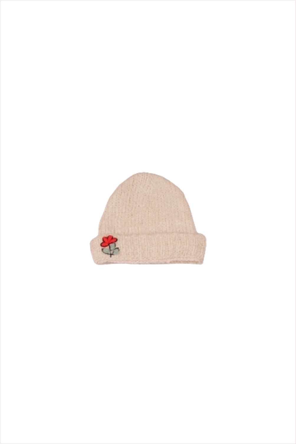 Mii Hand Embroidered Knitted Bonnet Off White