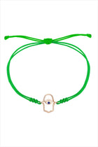 Hamsa Cord Bracelet Green Cord