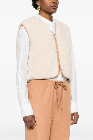 forte_forte Eco-Shearling Double Face Waistcoat Ivory