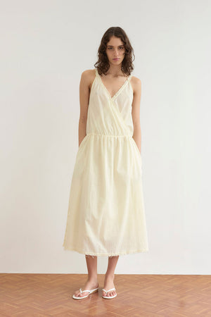 Deiji Studios Crossed Dress Soft Yellow Stripe