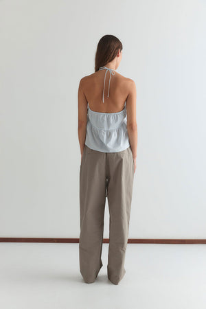 Deiji Studios Keyhole Halter Top Powder Blue Stripe