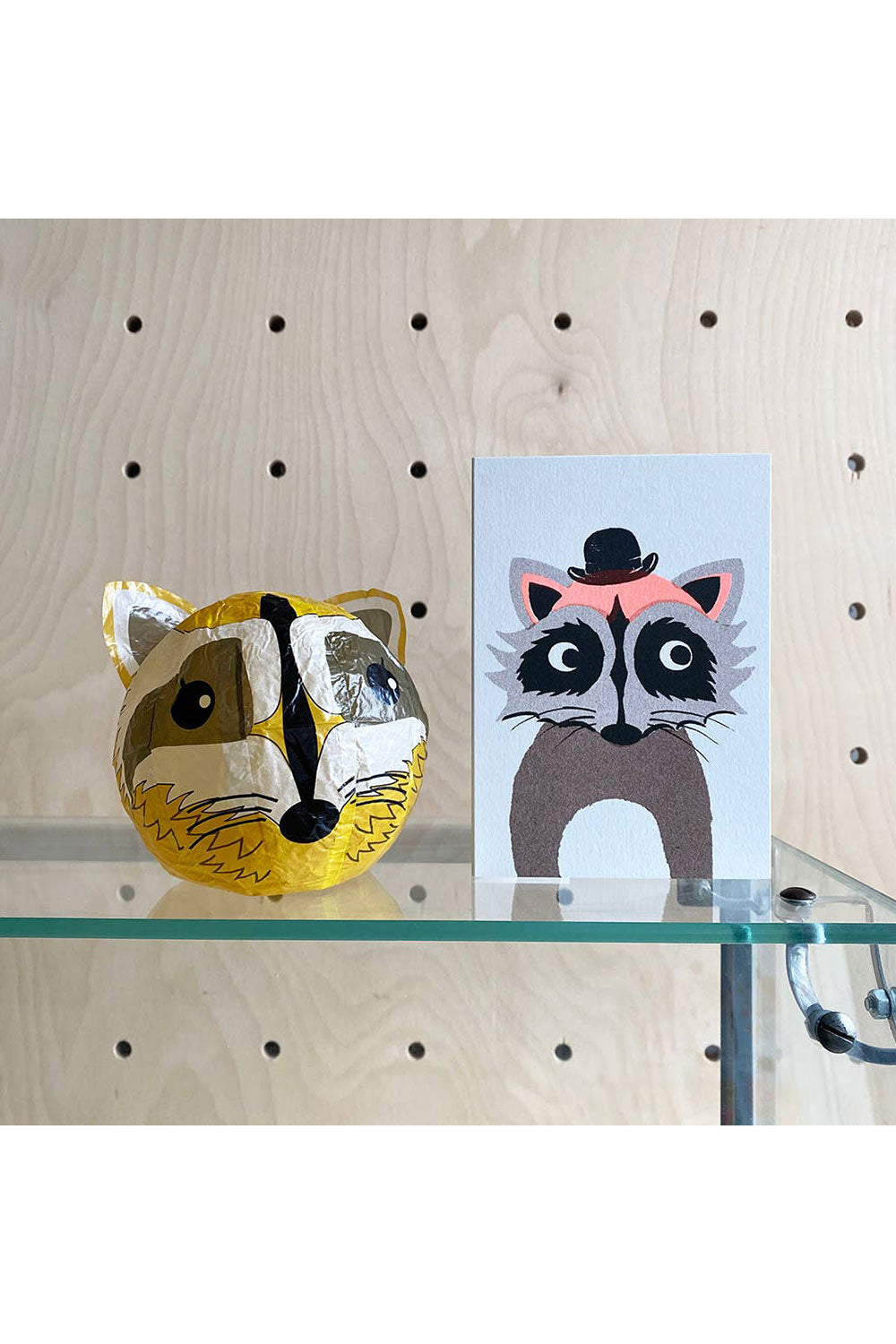 Japanese Paper Balloon Raccoon Card