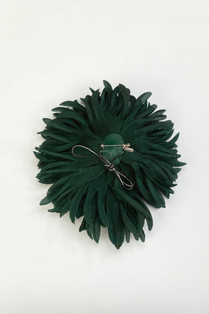 Indress Nicole Silk Anemone Brooch Green