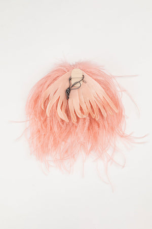 Indress Ostrich Feather Brooch Dusty Pink