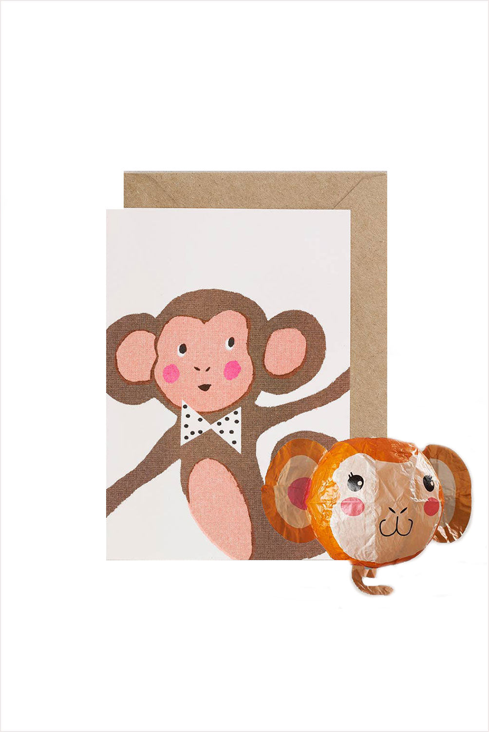 Japanese Paper Balloon Monkey Card