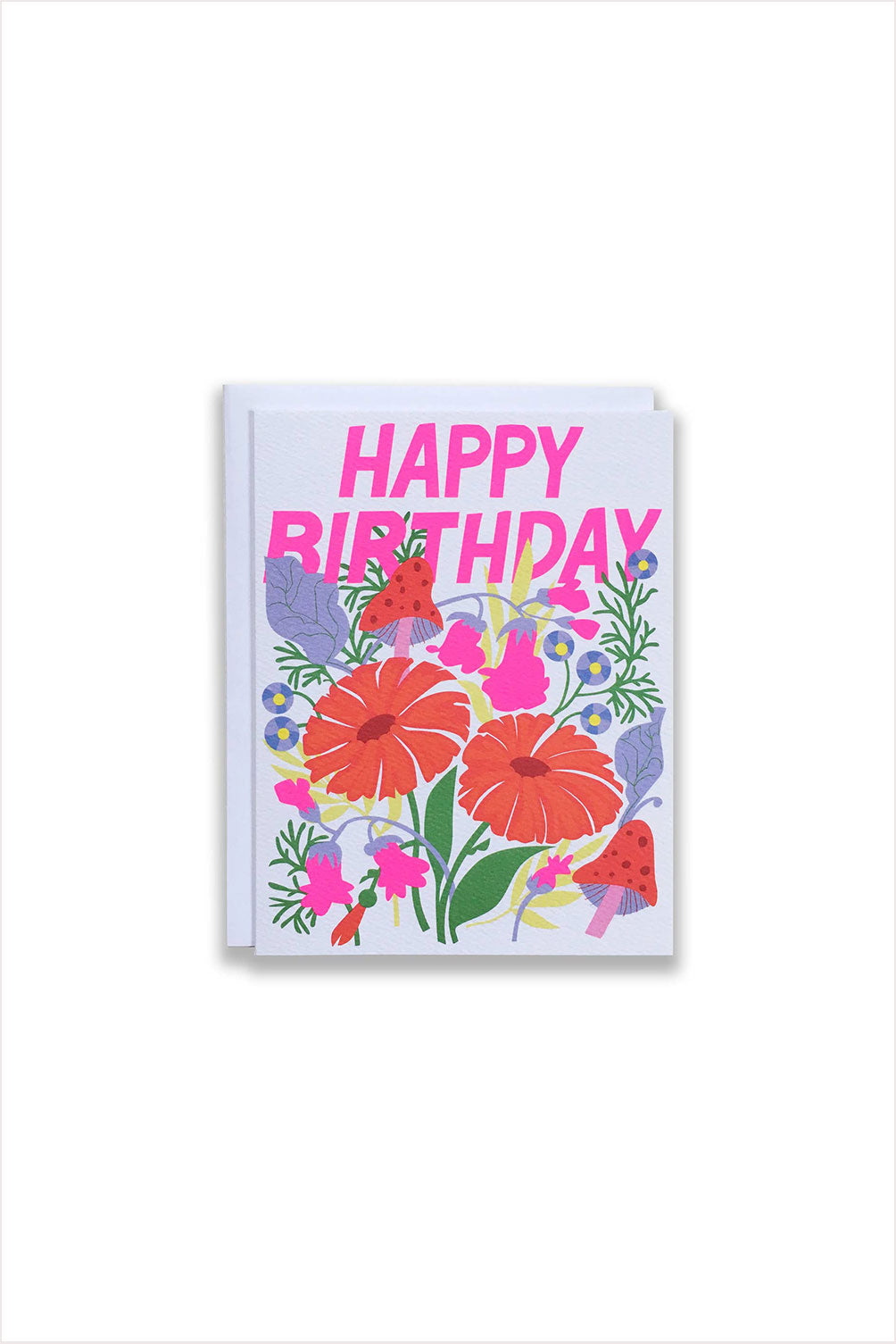 Happy Birthday Mushrooms and Floral Card