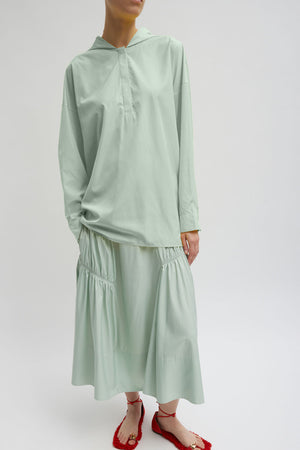 Tibi Resort Shirred Paneled Skirt Lido Green