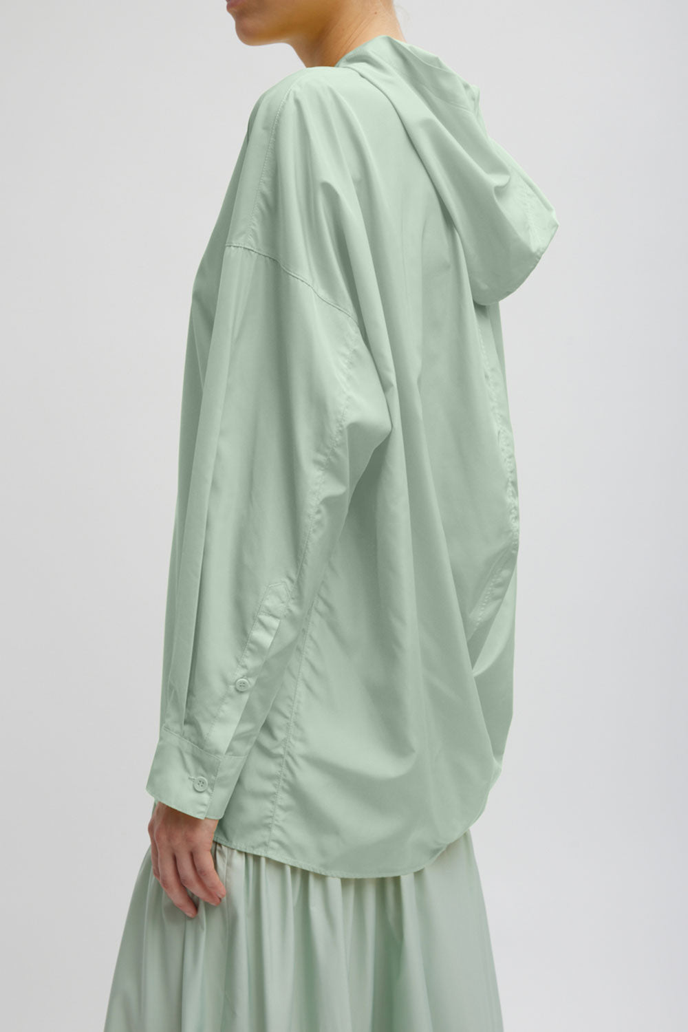 Tibi Resort Shirred Cocoon Back Hoodie Lido Green