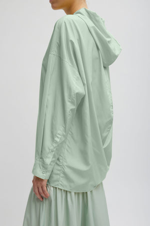 Tibi Resort Shirred Cocoon Back Hoodie Lido Green