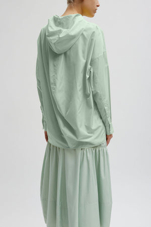 Tibi Resort Shirred Cocoon Back Hoodie Lido Green