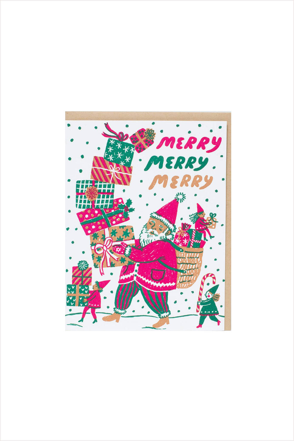 Merry Santa Letterpress Card