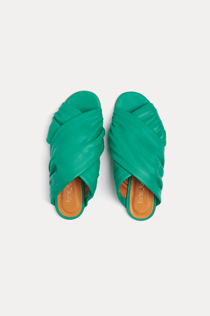 forte_forte Nappa Leather Flat Sandals Smeraldo