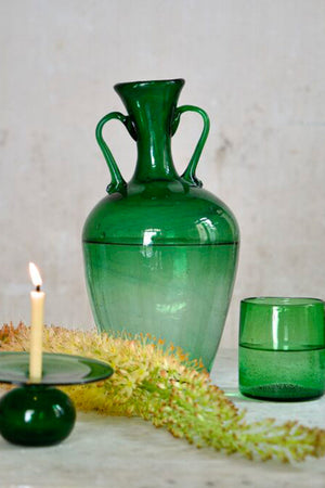 Amphora Emerald 11.5" Glass Vase