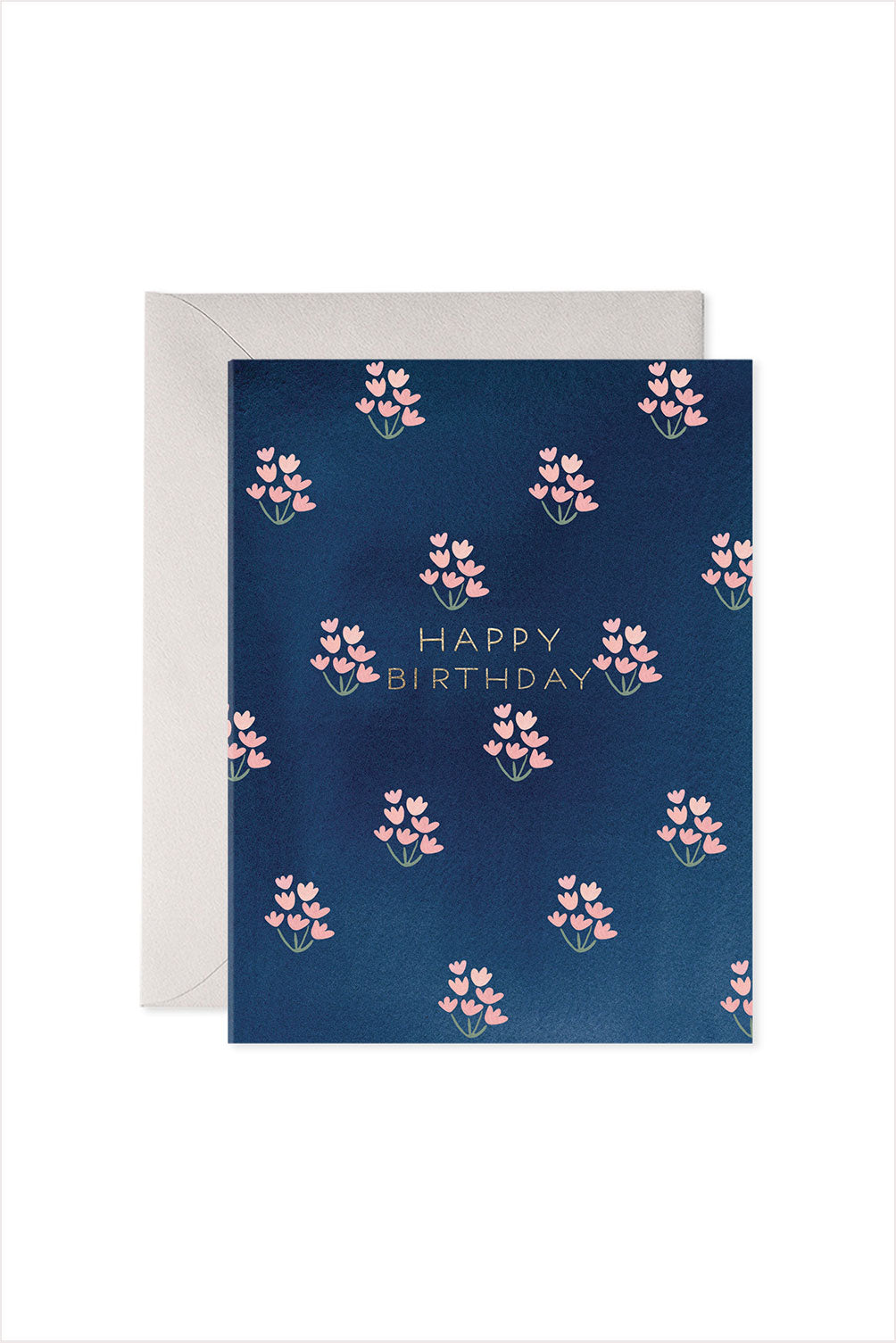 Dainty Navy Block Print Card