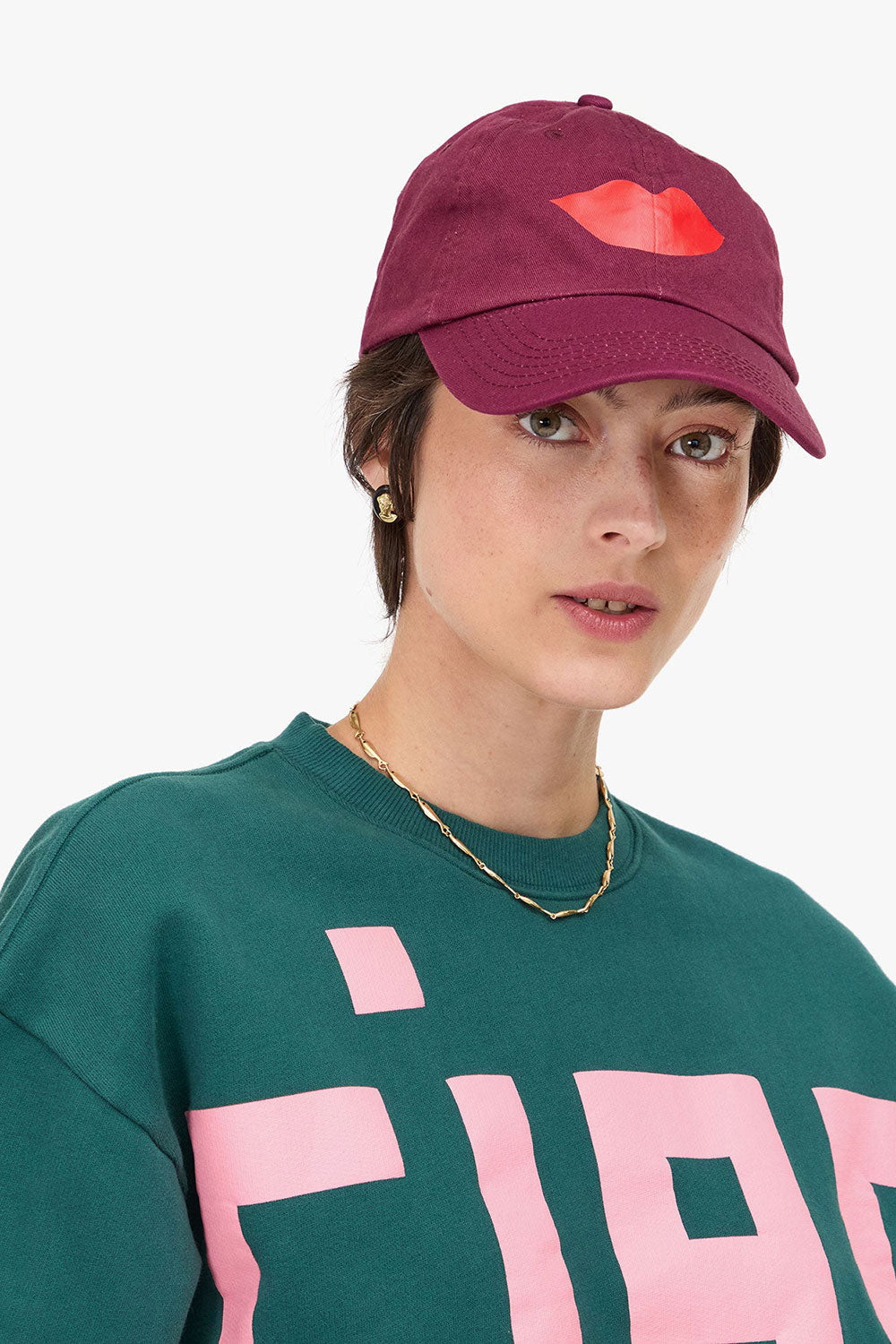 Clare V. Lips Baseball Hat Oxblood