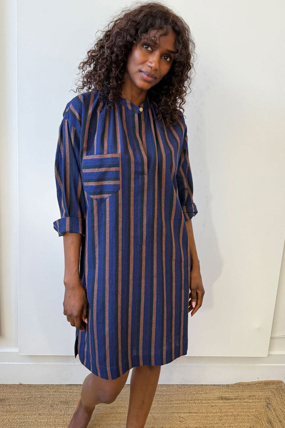 Two New York Long Sleeve Tunic Blue Black Clay