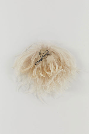 Indress Meryl Ostrich Feather Brooch Champagne