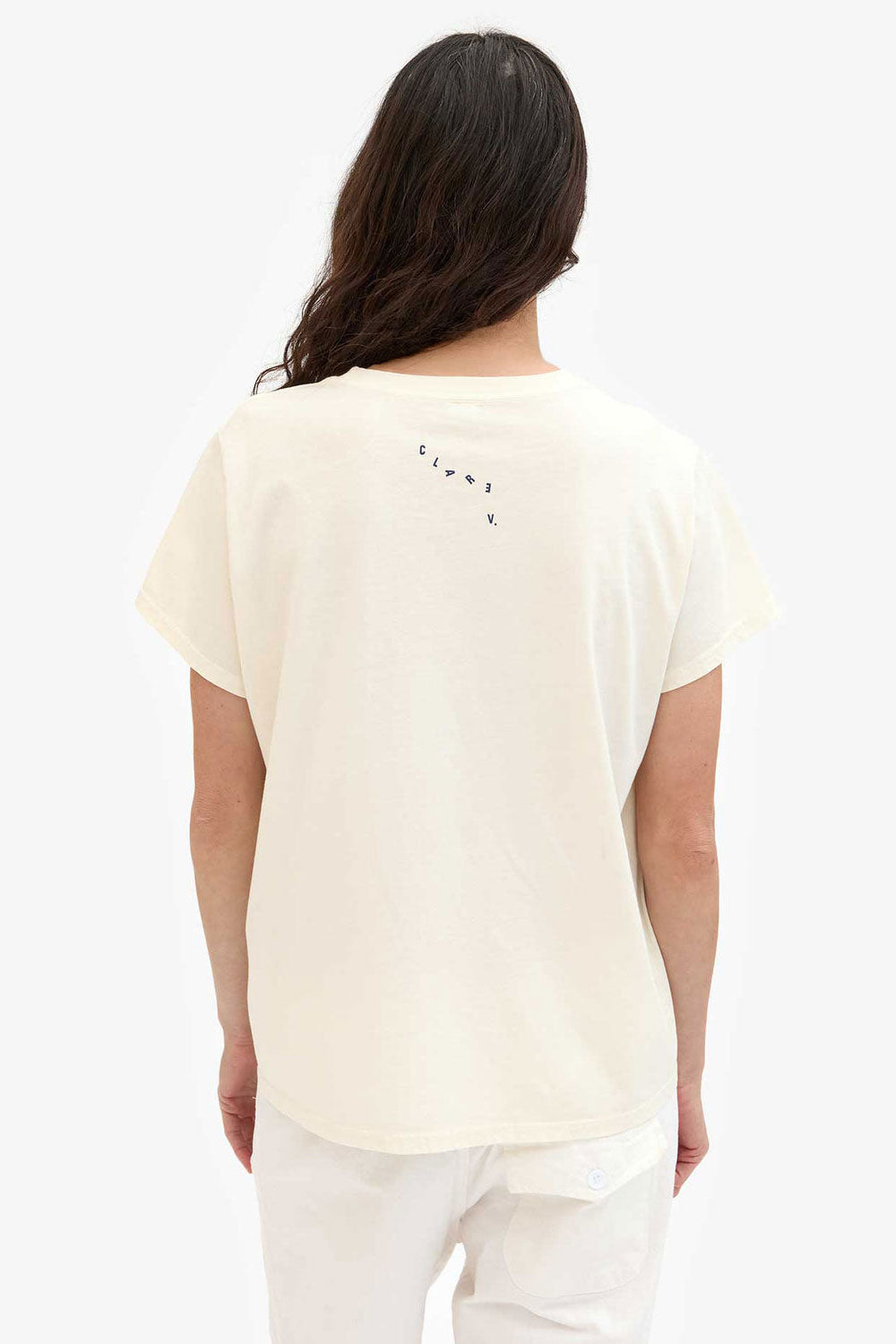 Clare V Liberez les Sardines Linen Tee Cream