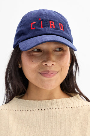 Clare V Ciao Corduroy Baseball Hat Navy