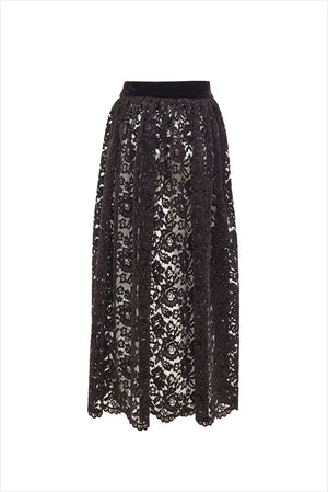 Loretta Caponi Gola Skirt Black Lace