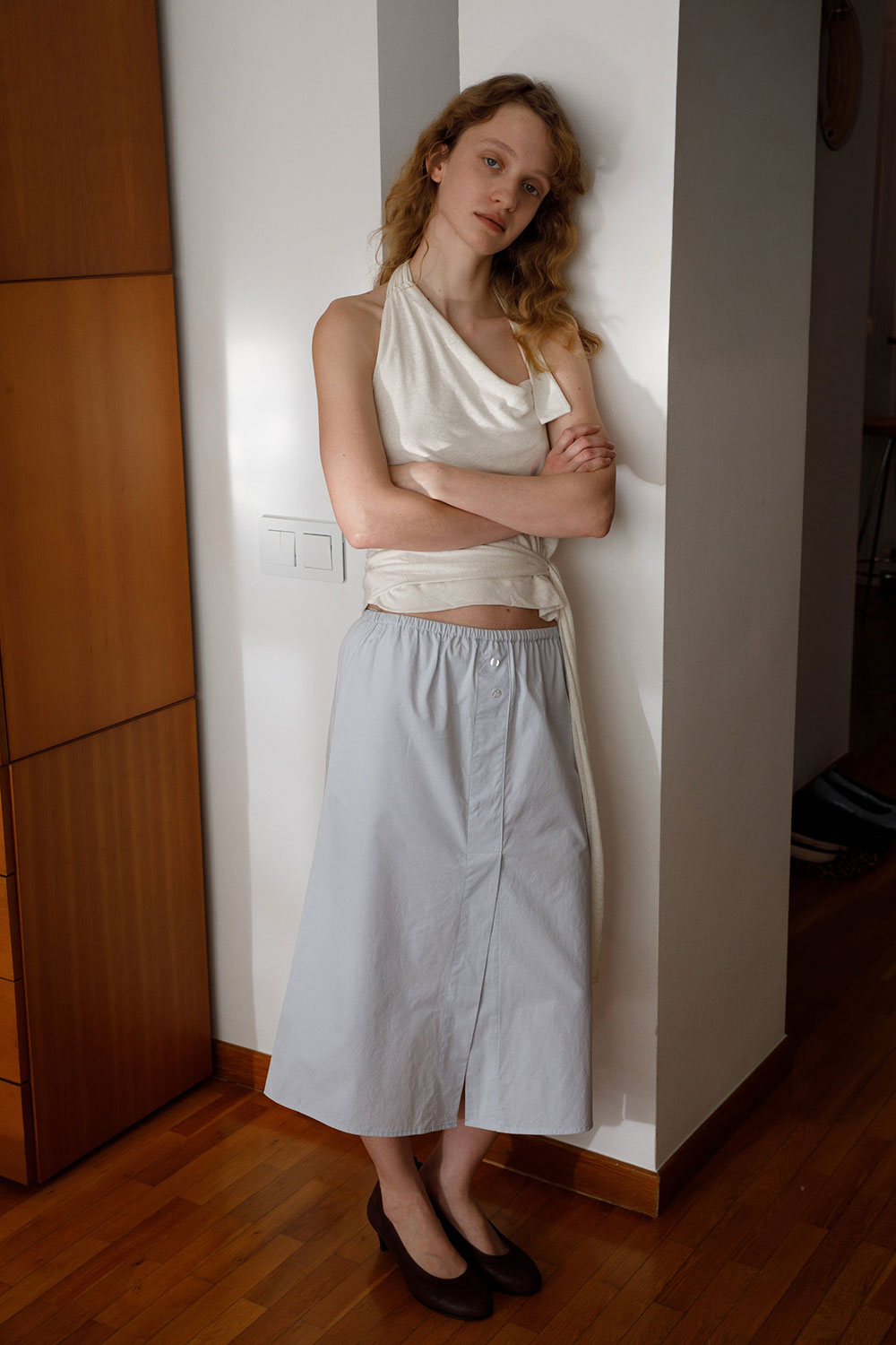 Deiji Studios Overlap Skirt Blue