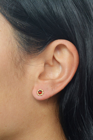 Red Garnet Studs In 18k Gold