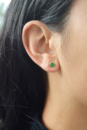 Emerald Studs In 18k Gold