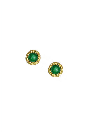 Emerald Studs In 18k Gold